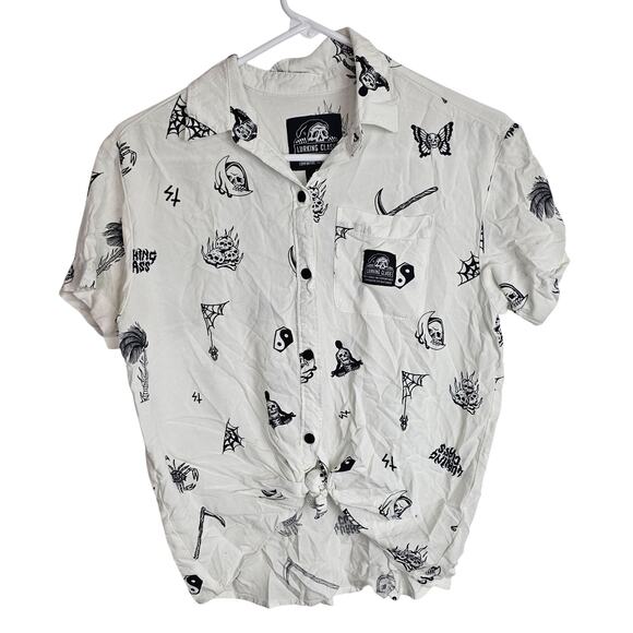 Lurking Class Shirt Button Down Shirt Women S White Collared Shirt Casual Top - Picture 1 of 7